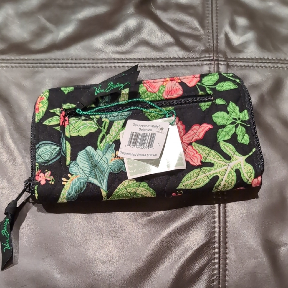 Vera Bradley Black and Green Floral Women's Wallet